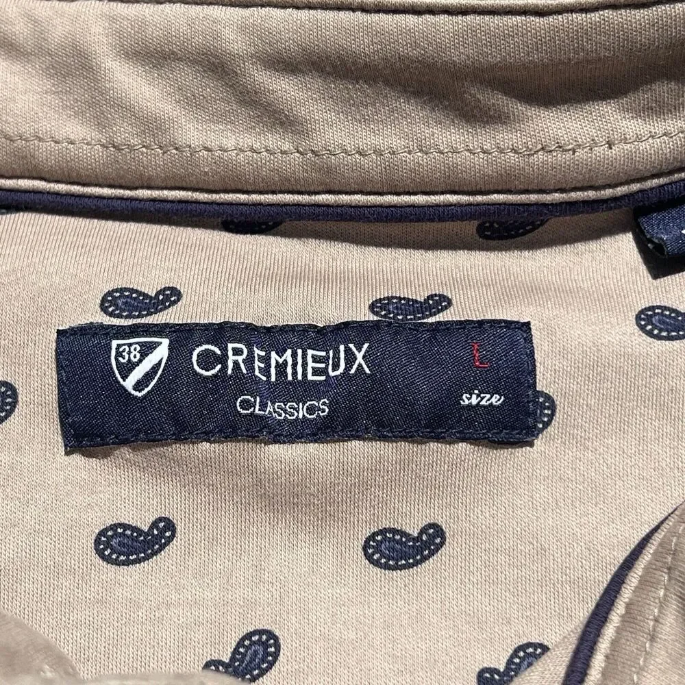 Cremieux Classics Mens Polo Shirt Size‎ L Khaki Geo Print